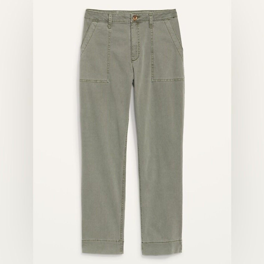 Old Navy | High Waisted Straight Canvas Workwear Pants Dark Green Women’s Size 0